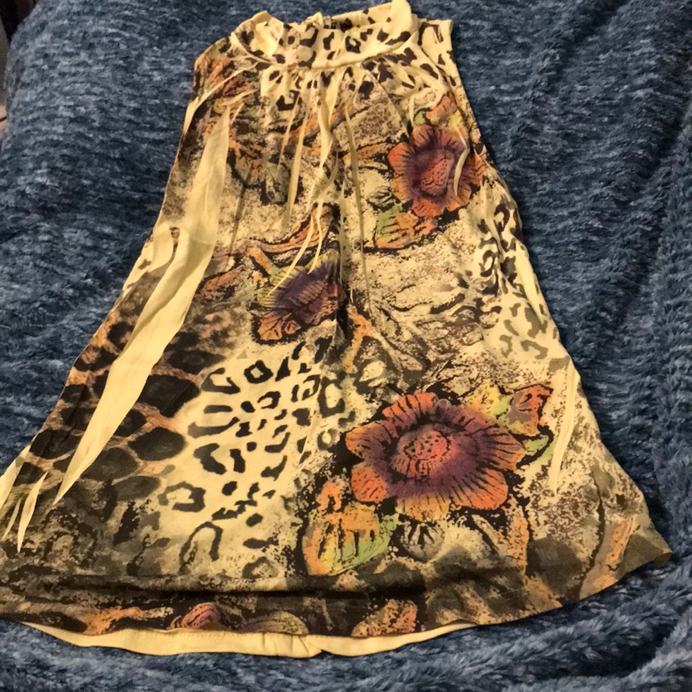 Cheetah/Flower Print Polyester Top